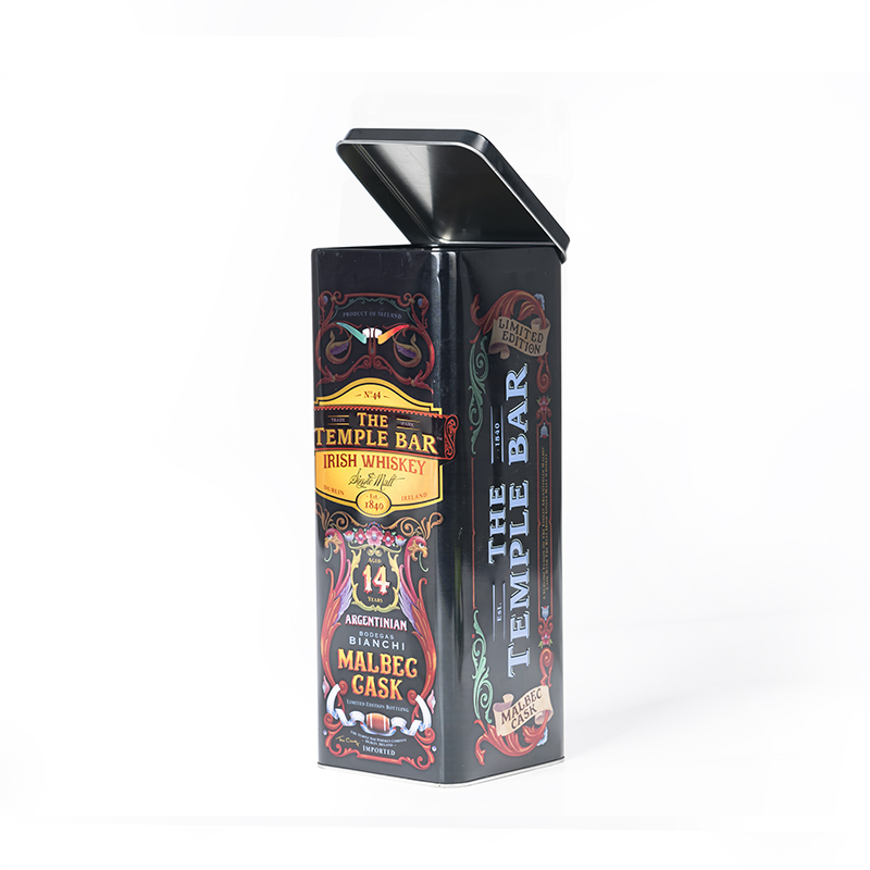 Индивидуальные высокие прямоугольные жестяные контейнеры металлические жестяные банки упаковка жесть первого сорта тисненые жестяные коробки для виски вина