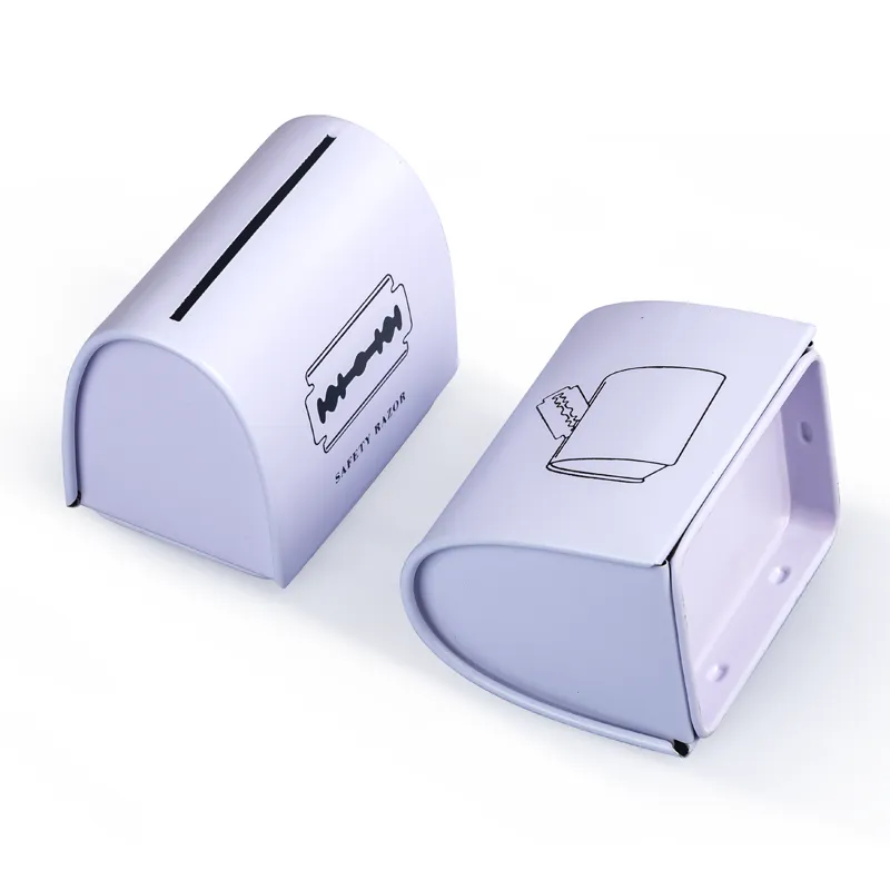 Фабрика металлическая упаковка индивидуальная белая трафаретная печать маленькое лезвие хранение перерабатываемая жестяная банка для бритв жестяные банки для утилизации лезвий коробка