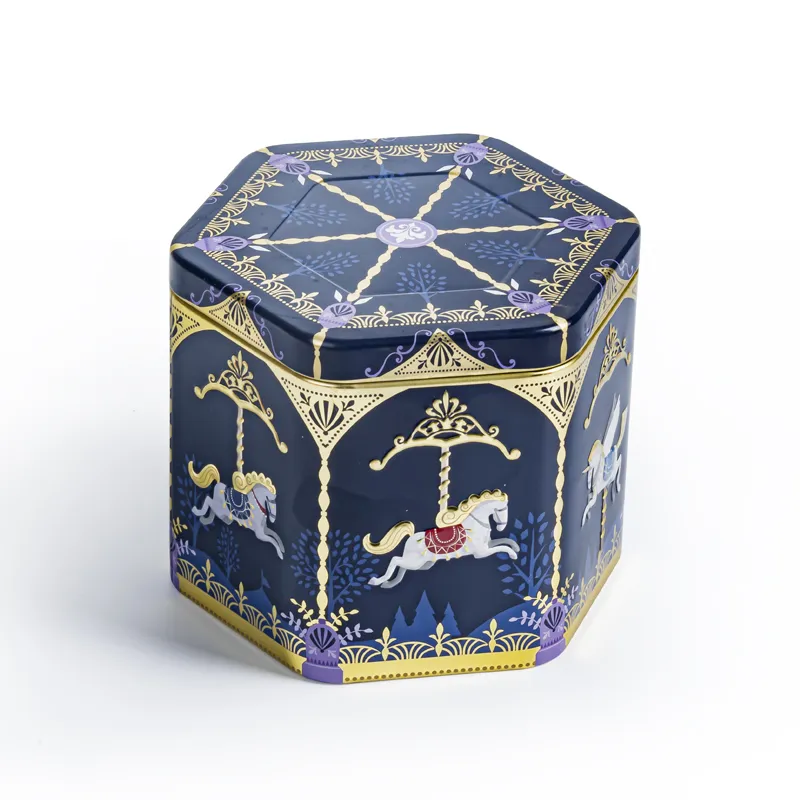 NICE-CAN Фабрика шестигранная жестяная коробка подарок шоколад металлические контейнеры жестяная коробка для чая кофе упаковка индивидуального изготовления жестяные банки для печенья