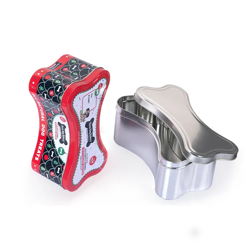 Фабрика прямые поставки металлическая упаковка жестяная коробка для пищевых продуктов контейнер для корма для собак и домашних животных креативные подарочные жестяные банки в форме кости