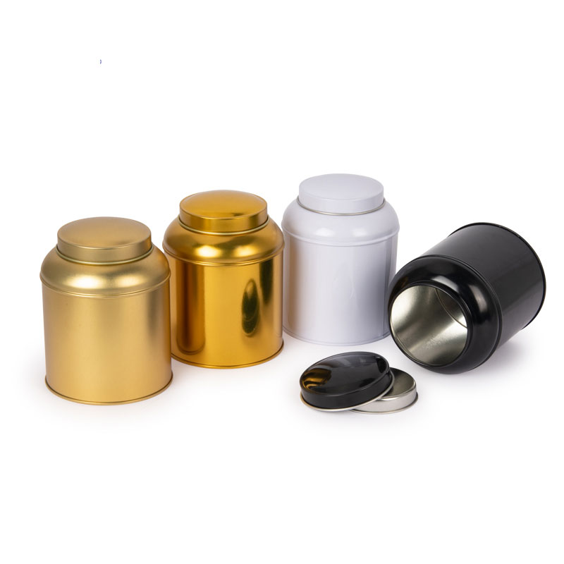 Фабрика NICE-CAN золотисто-белая жестяная чайница для рассыпного чая оптом пищевой класс круглая жестяная банка для кофе чая с двойной крышкой черная
