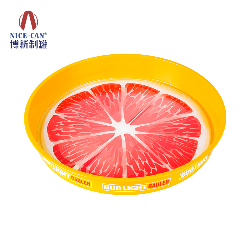 OEM ODM круглые жестяные подносы желтые жестяные сервировочные подносы для пива и бара металлические жестяные индивидуальные жестяные подносы