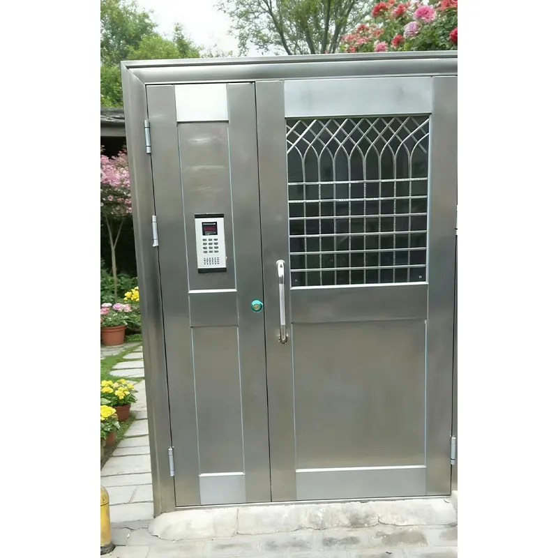 Домофонная дверь в подъезд из нержавеющей стали 2