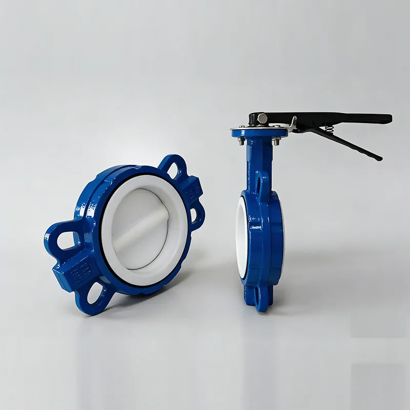 Дисковый затвор межфланцевый с ручным управлением, с футеровкой из фторопласта