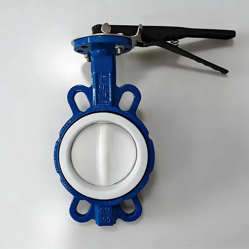 Дисковый затвор межфланцевый с ручным управлением, с футеровкой из фторопласта