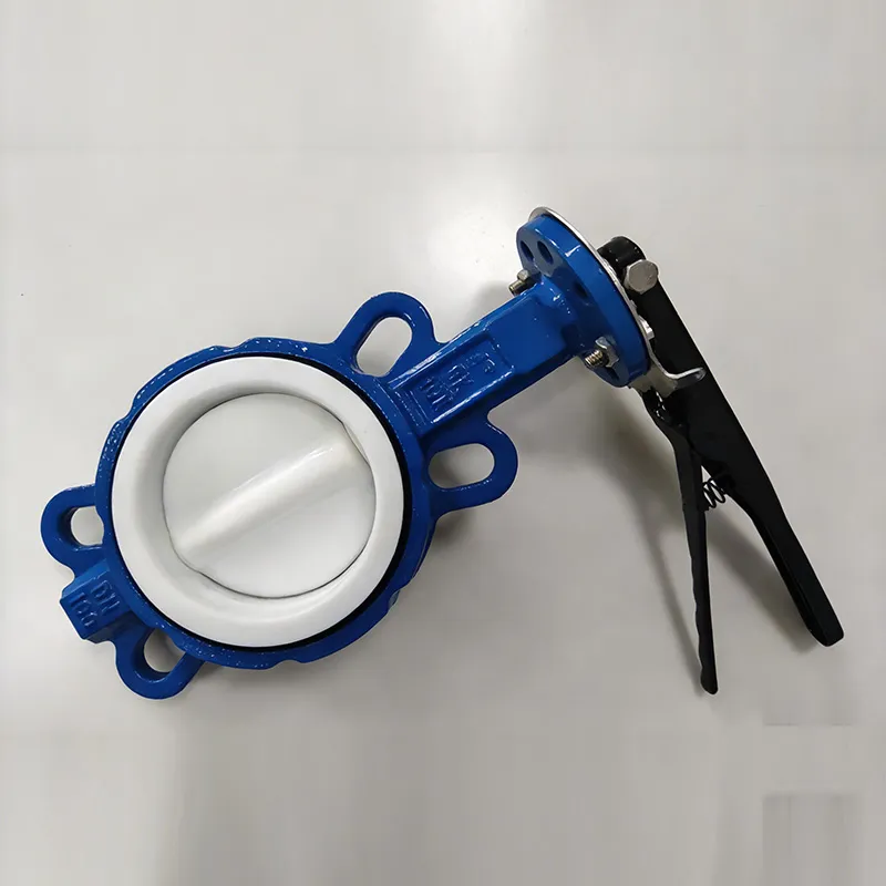 Дисковый затвор межфланцевый с ручным управлением, с футеровкой из фторопласта