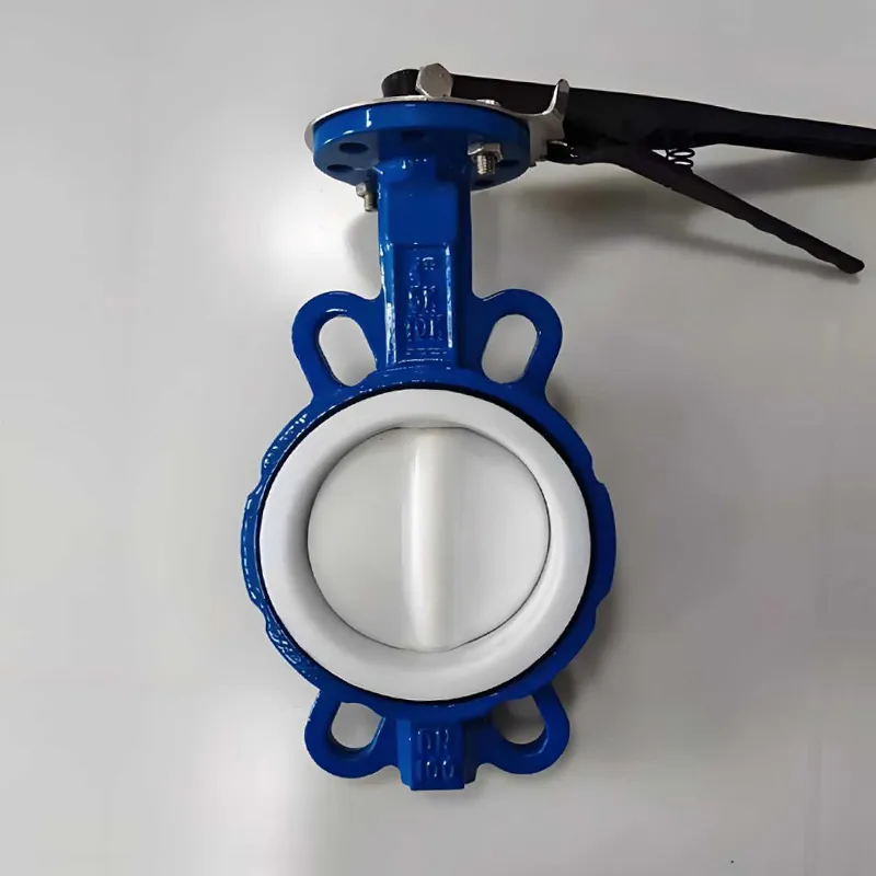 Дисковый затвор межфланцевый с ручным управлением, с футеровкой из фторопласта