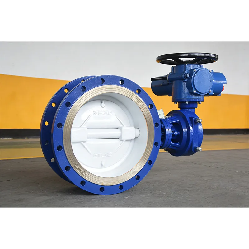 Дисковый затвор фланцевый с электроприводом, с футеровкой из фторопласта