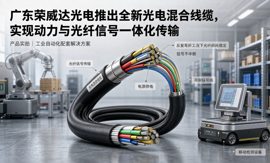 Компания «Guangdong Rongweida Optoelectronics» представила новый гибридный оптоэлектронный кабель, обеспечивающий интегрированную передачу силового и оптоволоконного сигналов