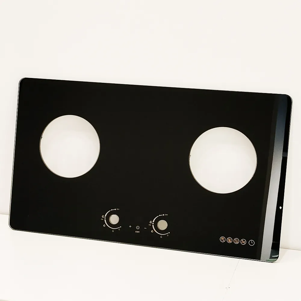 Производитель стекла Черное закаленное стекло для газовой плиты Горячая продажа Индивидуальная толщина Газовая плита Крышка Верхняя стеклянная панель
