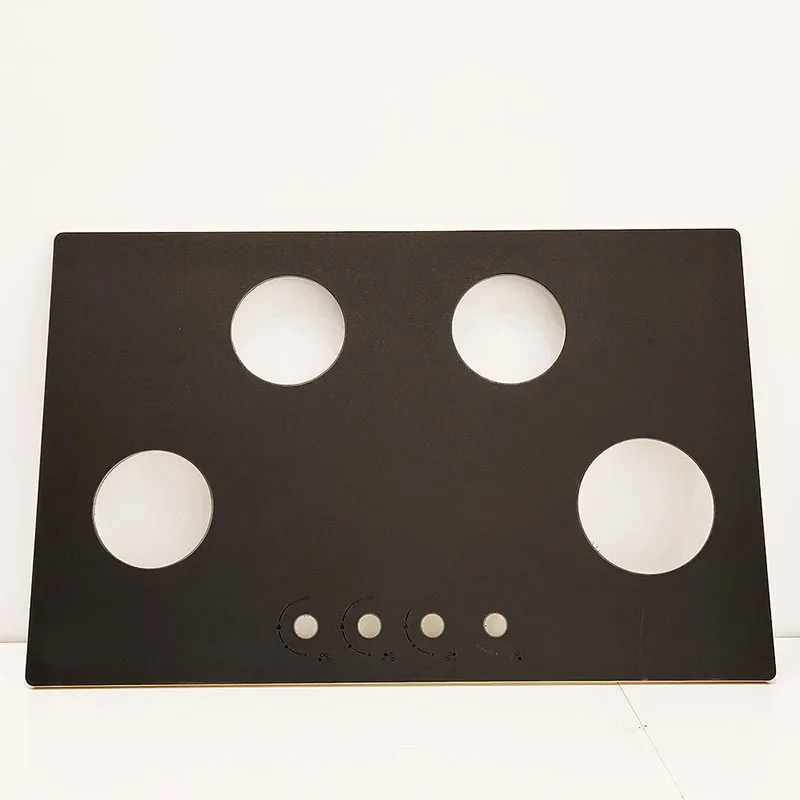 Профессиональная фабрика бытовой техники 4-конфорочная газовая плита Стеклянная панель ЧПУ-резка Обработка Закаленное черное стекло для газовой варочной панели