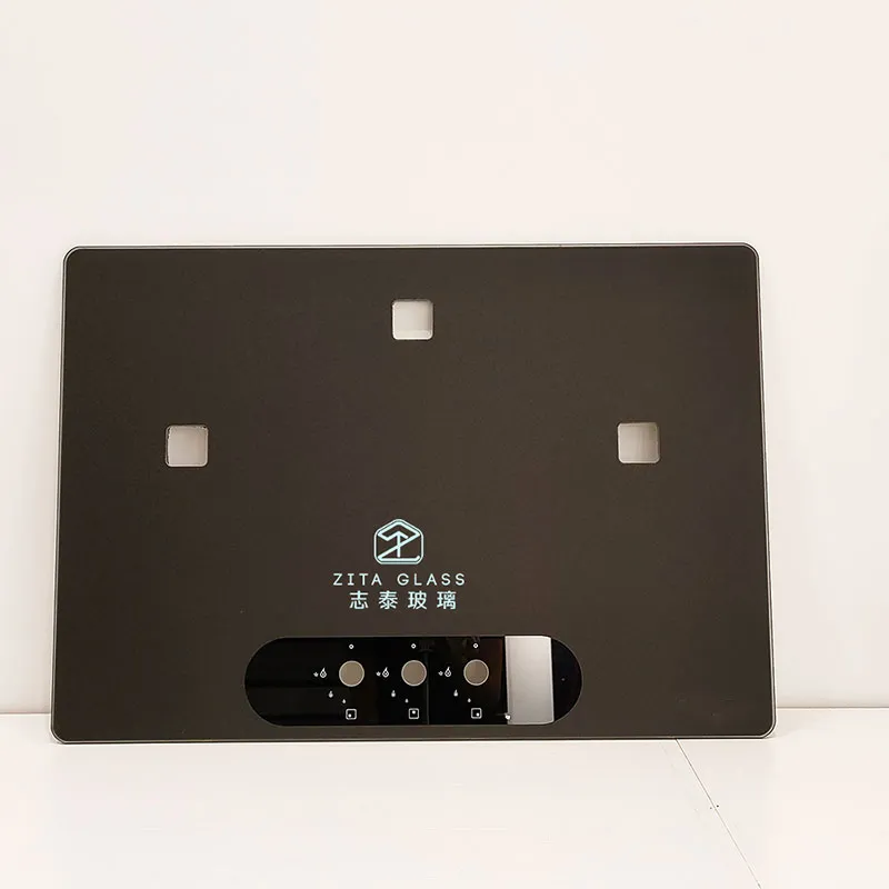 Индивидуальная OEM черная шелкография Индукционная плита Окраска стекла Бытовая газовая плита Верхние крышки Закаленная стеклянная панель