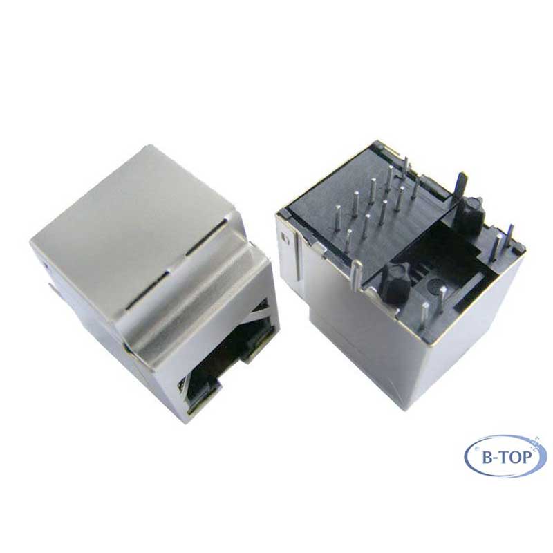 Разъем RJ45 1×1, вертикальный, 180°, гигабитный фильтр