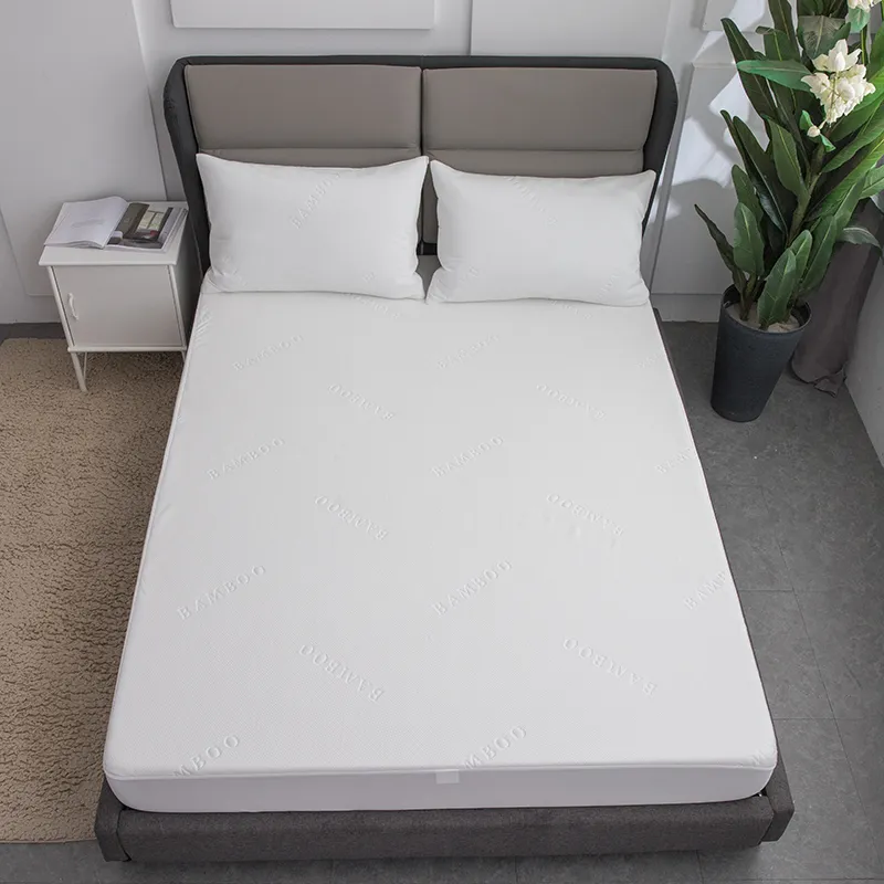 Белый водонепроницаемый защитный чехол для матраса из бамбукового жаккарда