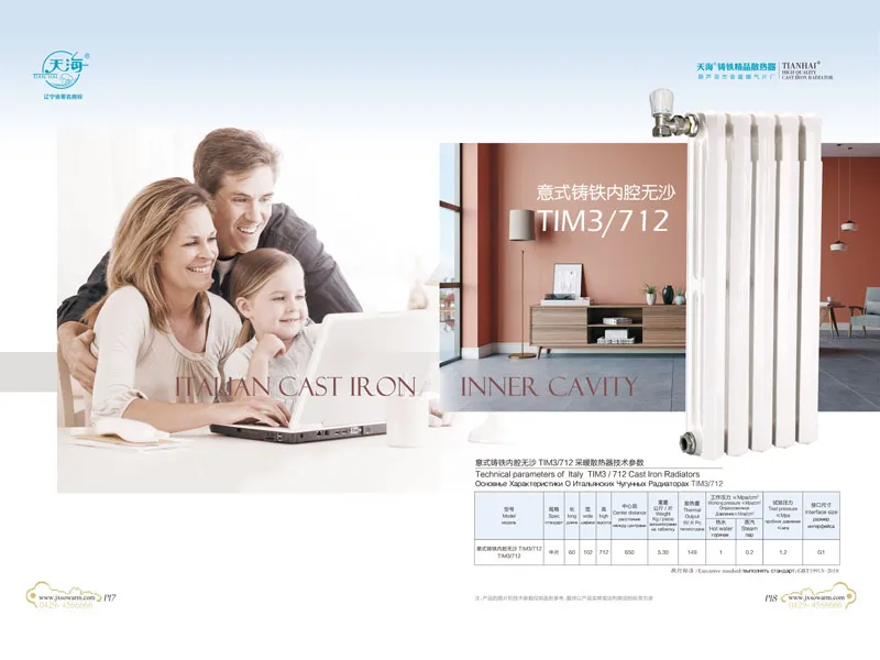 Итальянский чугунный радиатор с полостью без песка