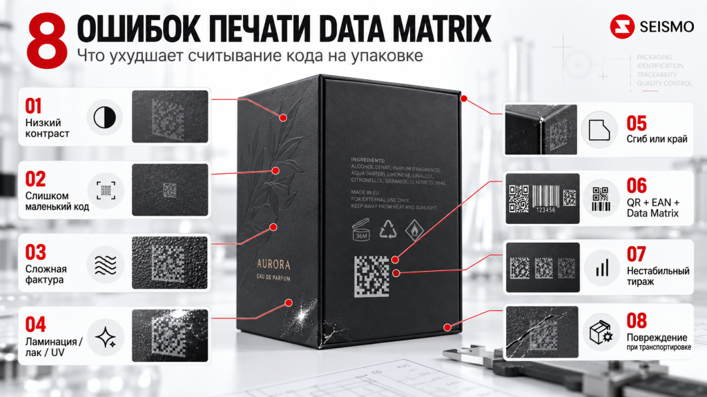 8 ошибок печати Data Matrix на упаковке