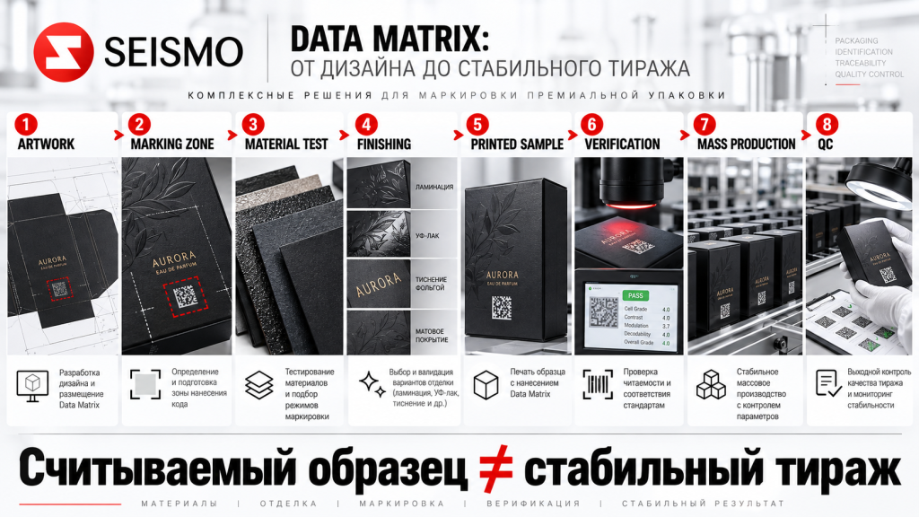 Процесс печати и контроля Data Matrix от artwork до массового производства