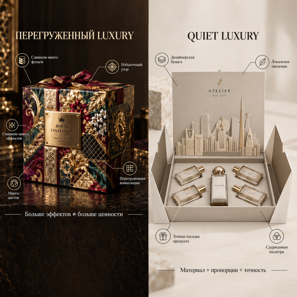 Overdesigned Luxury и Quiet Luxury в премиальной подарочной упаковке