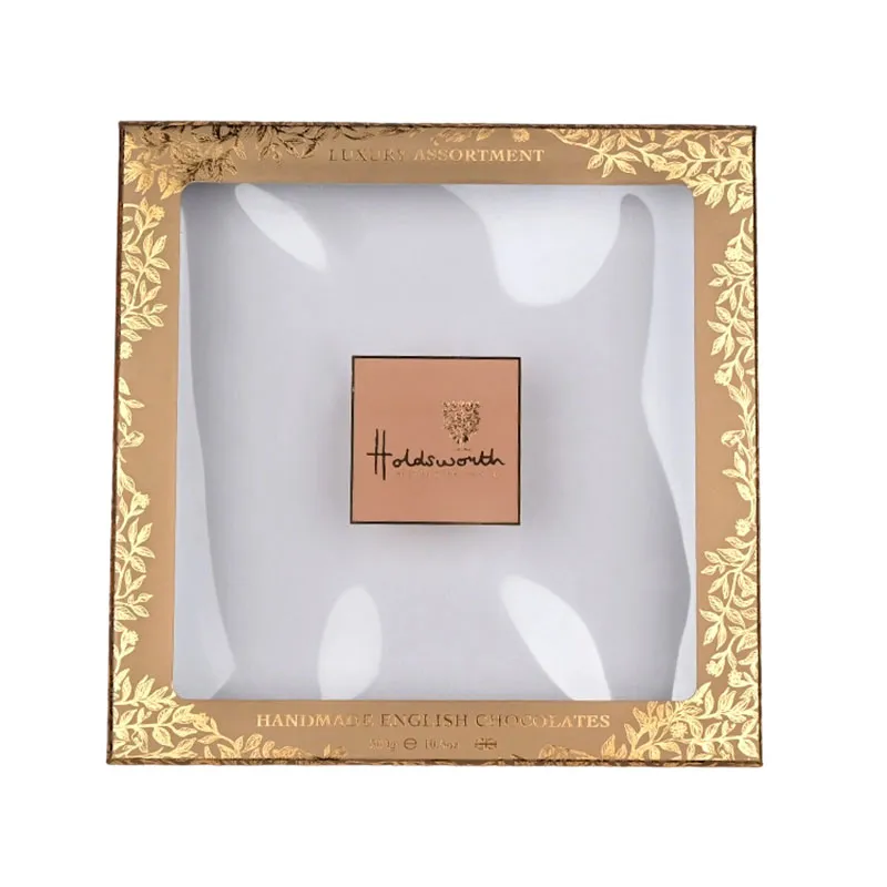 Решение по подарочной упаковке с прозрачным окном и золочением для шоколада