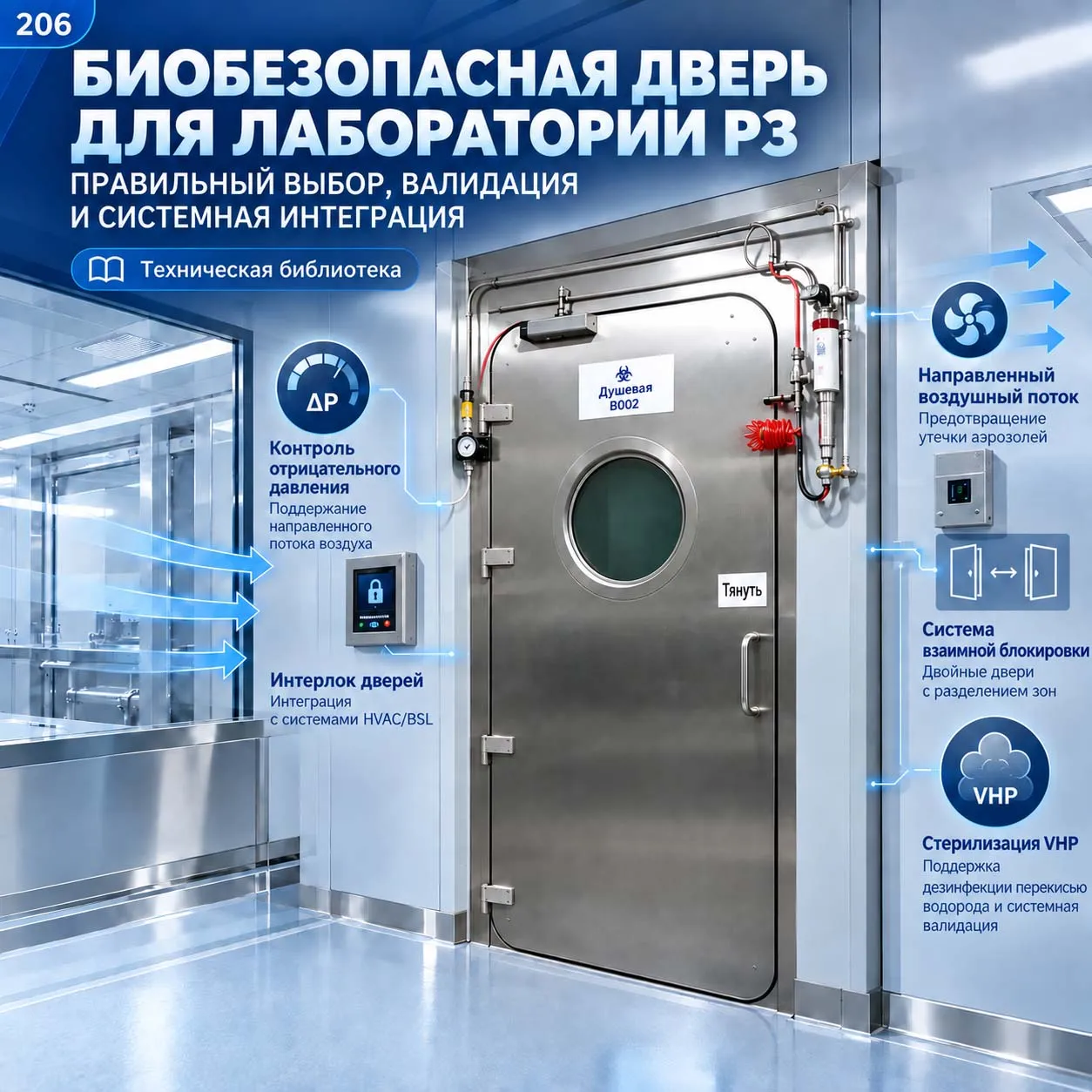 Дверь биобезопасности для P3-лаборатории — надёжная защита и соответствие стандартам