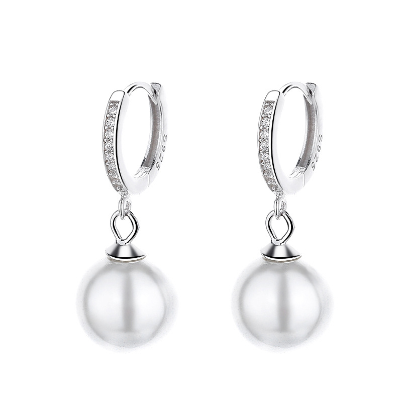 Серьги с цирконом и жемчугом