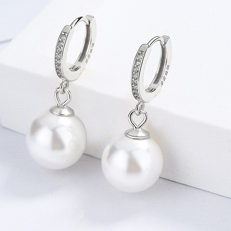 Серьги с цирконом и жемчугом