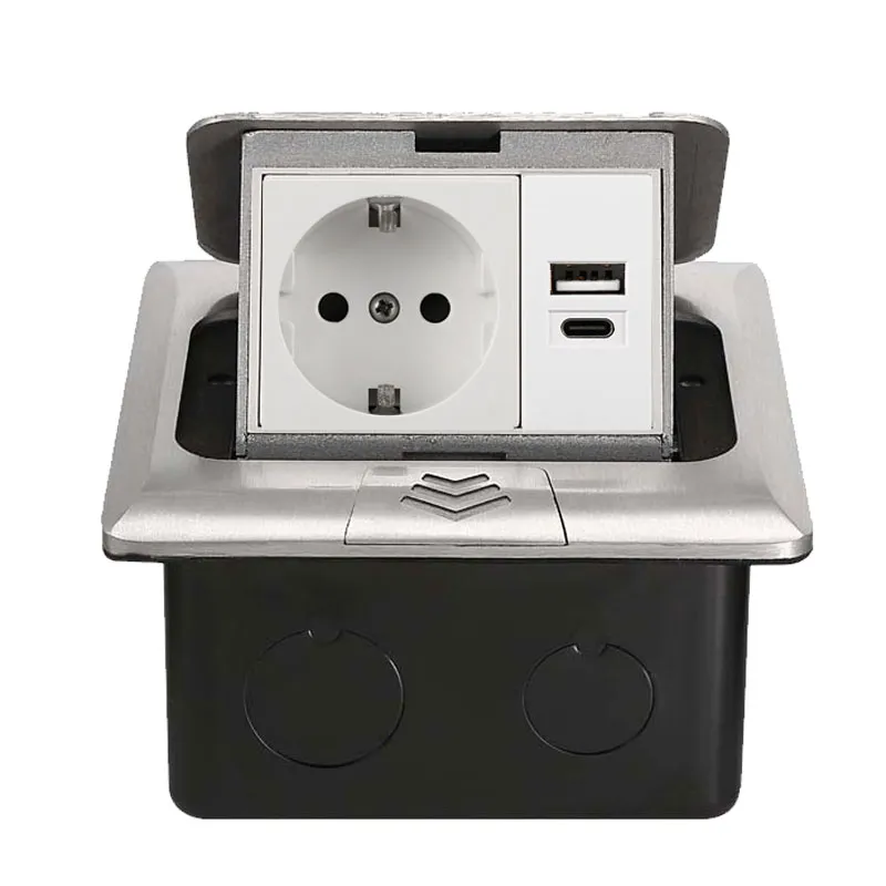 Встраиваемая напольная розетка J06 с USB-C (евростандарт)