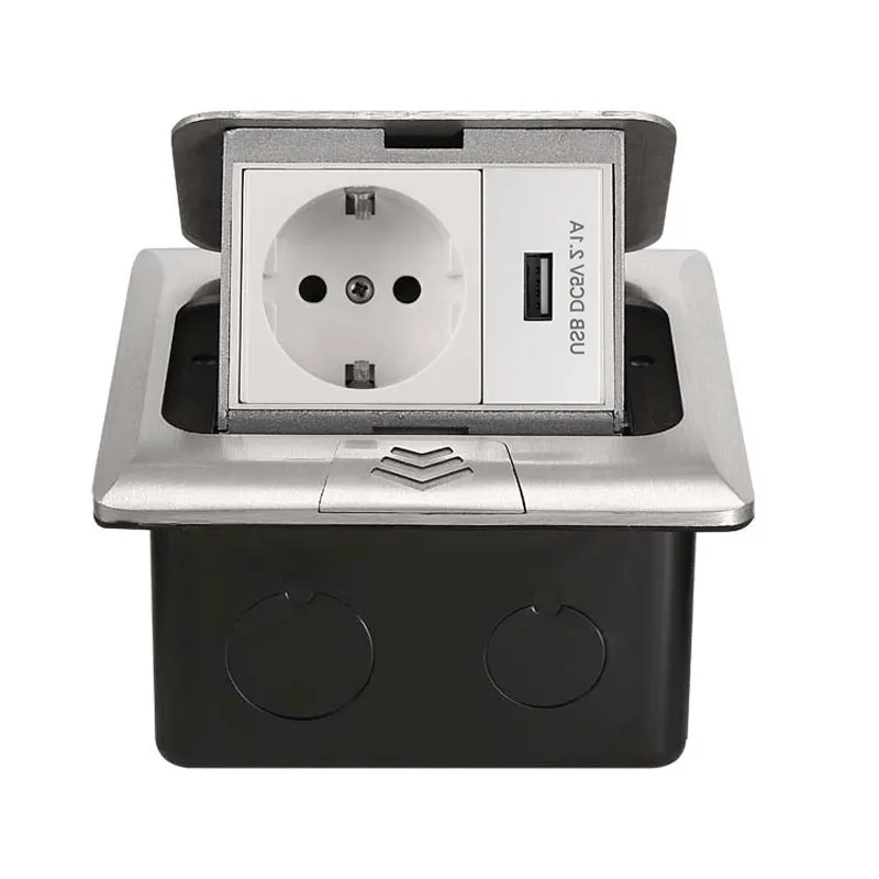 Встраиваемая напольная розетка J06 с USB-C (евростандарт)