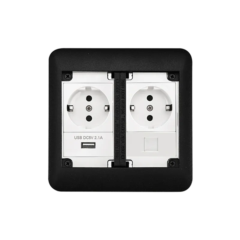 Встраиваемая напольная розетка с откидной крышкой и USB-зарядкой