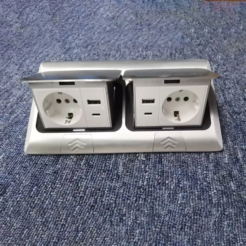 Встраиваемая напольная силовая розетка скрытого монтажа с USB-зарядкой для помещений