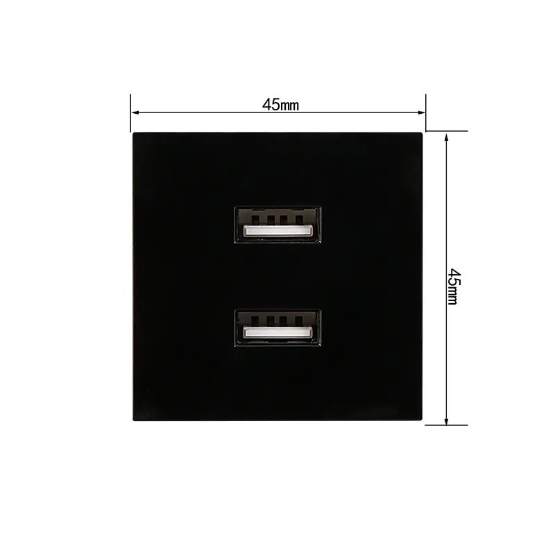 Двухпортовый зарядный USB-модуль 45×45 мм