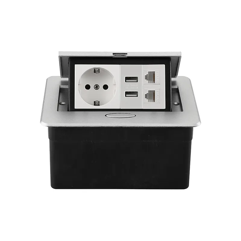Индивидуальные ODM-решения: встраиваемая настольная розетка из алюминиевого сплава с двойным питанием