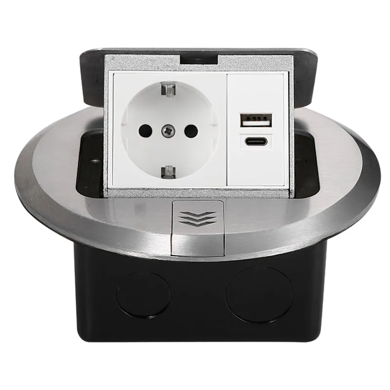 Круглая напольная силовая USB-розетка J08