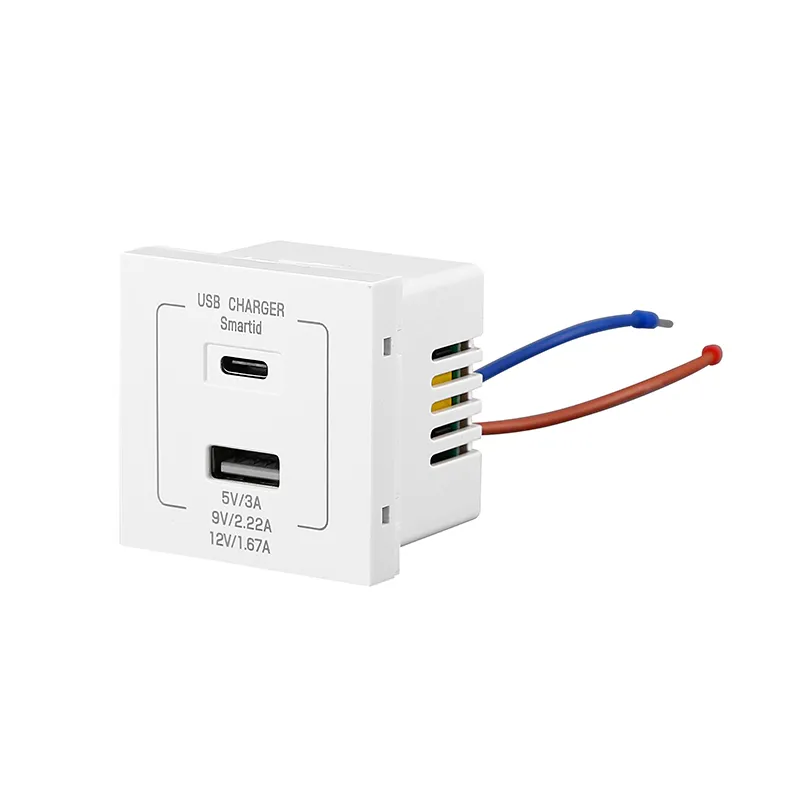 Модуль USB-розетки 10 Вт типа Type-C, размер 45×45 мм