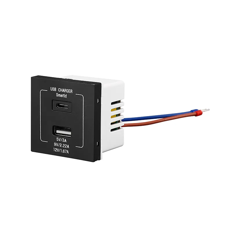 Модуль USB-розетки 45×45 мм с быстрой зарядкой 20 Вт