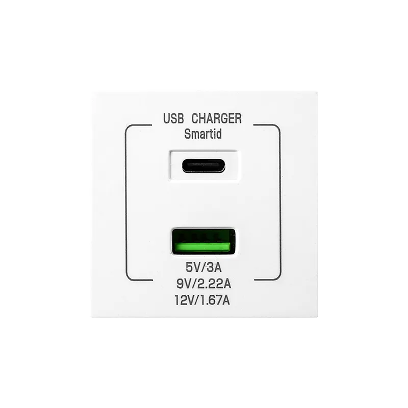 Модуль USB-розетки 45×45 мм с быстрой зарядкой 20 Вт