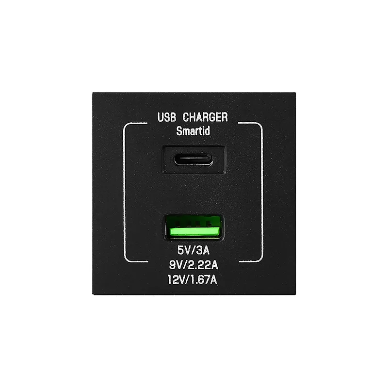 Модуль USB-розетки 45×45 мм с быстрой зарядкой 20 Вт