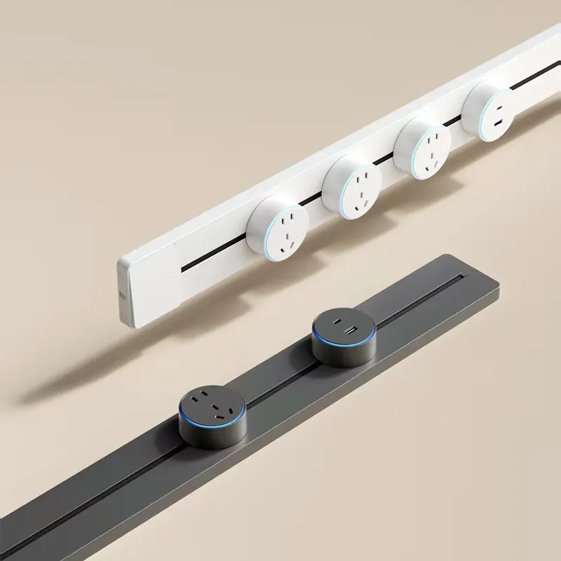Настраиваемый шинопровод с розетками и USB-портами для зарядки
