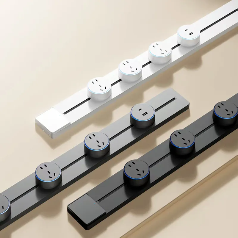 Настраиваемый шинопровод с розетками и USB-портами для зарядки