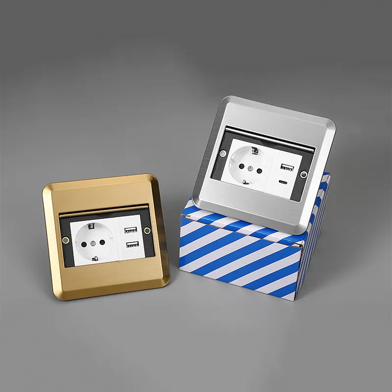 Откидная розетка питания с USB, встраиваемая в пол