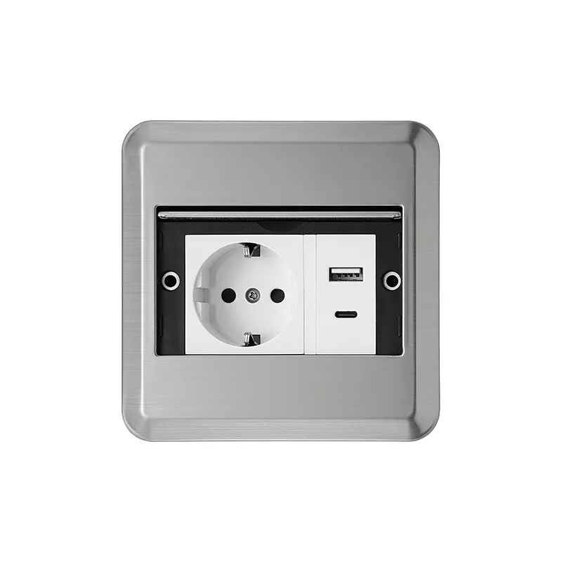 Откидная розетка питания с USB, встраиваемая в пол
