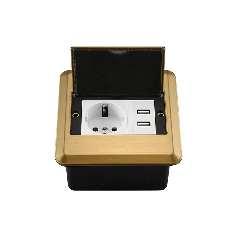 Откидная розетка питания с USB, встраиваемая в пол