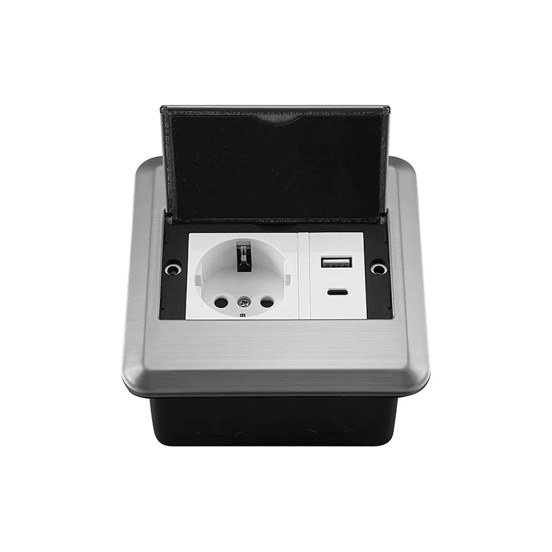 Откидная розетка питания с USB, встраиваемая в пол