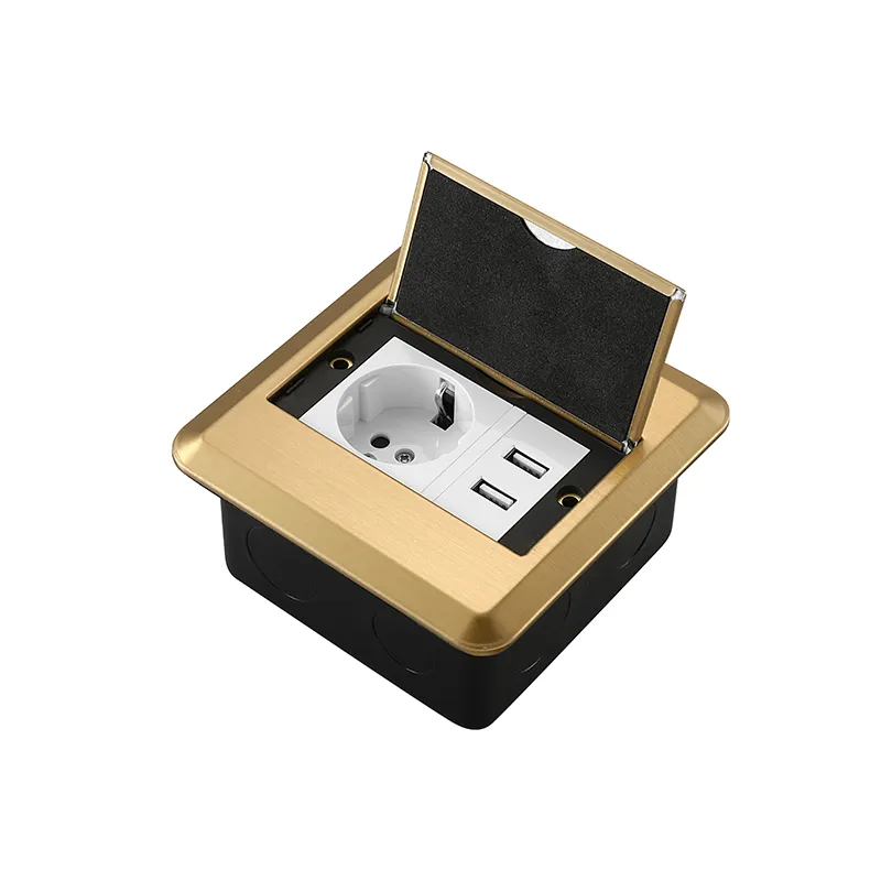 Откидная розетка питания с USB, встраиваемая в пол