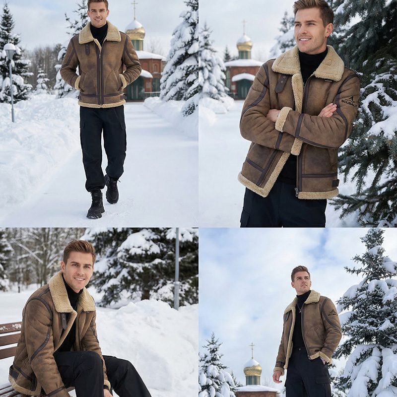 SCUBALY-MY269035 куртка из овчины с отложным воротником, кожаная