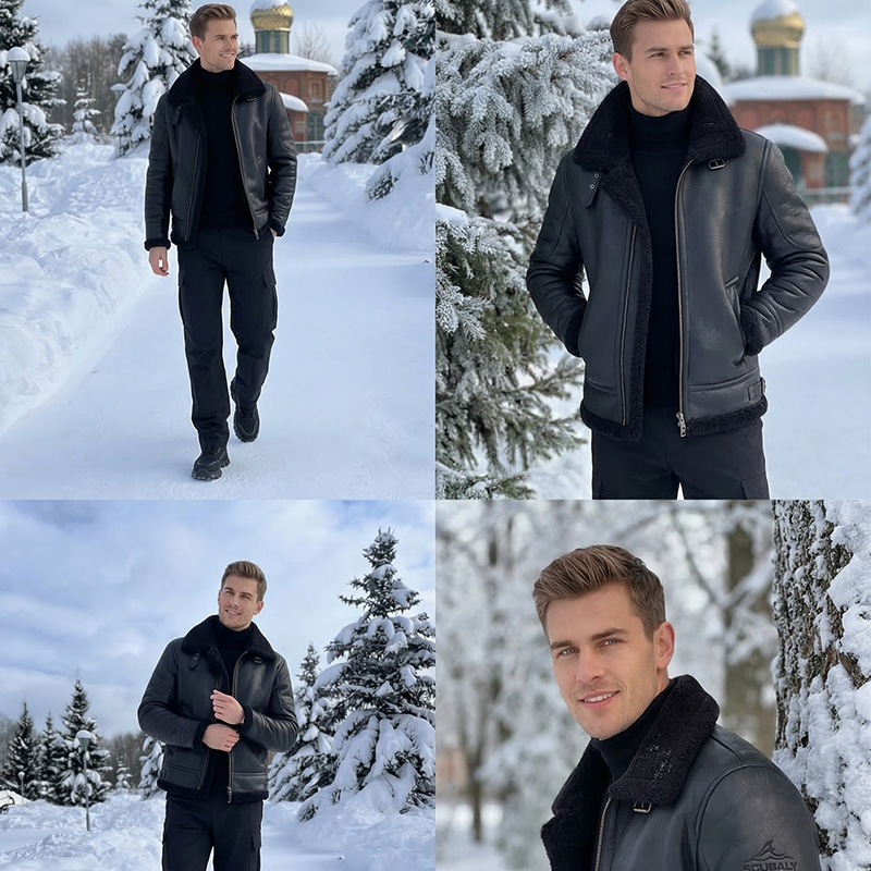 SCUBALY-MY269035 куртка из овчины с отложным воротником, кожаная