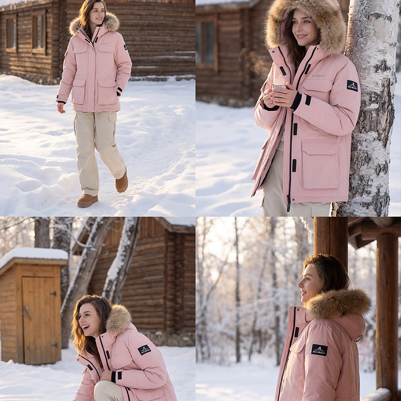 SCUBALY-YR268029 пуховик-парка с капюшоном, меховым воротником, в рабочем стиле (1)