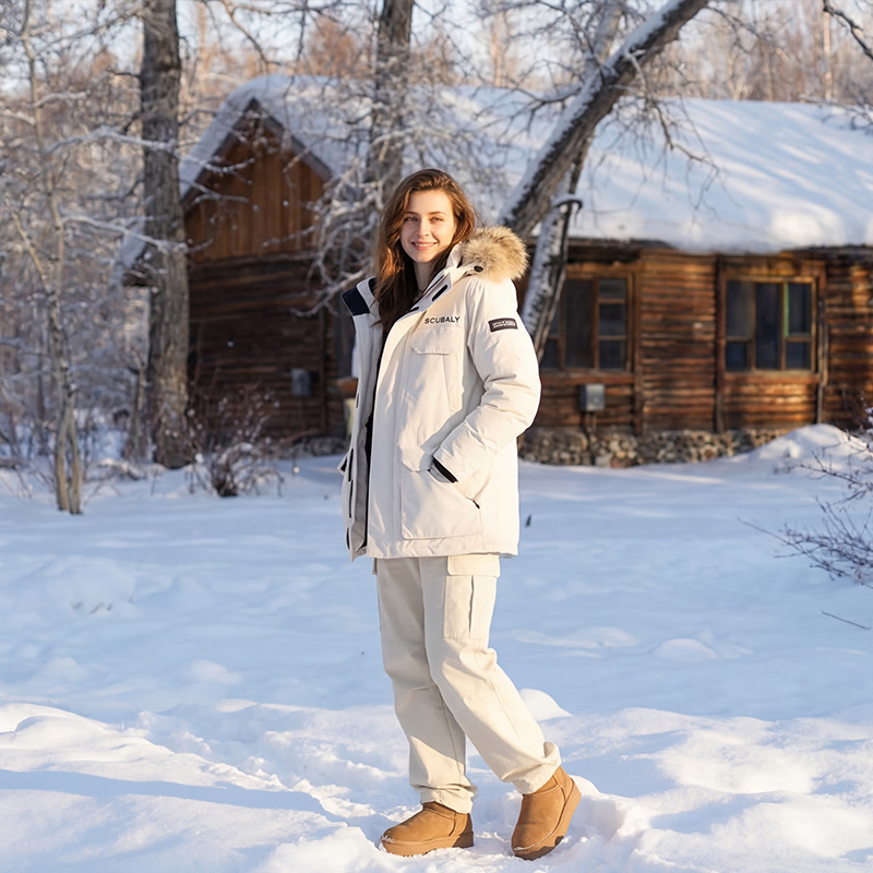 SCUBALY-YR268029 пуховик-парка с капюшоном, меховым воротником, в рабочем стиле
