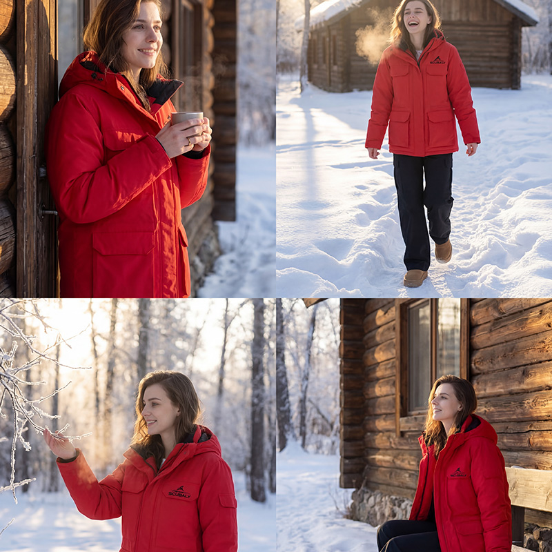 SCUBALY-YR268029 пуховик-парка с капюшоном, меховым воротником, в рабочем стиле