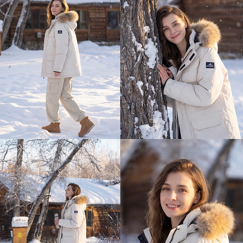 SCUBALY-YR268029 пуховик-парка с капюшоном, меховым воротником, в рабочем стиле